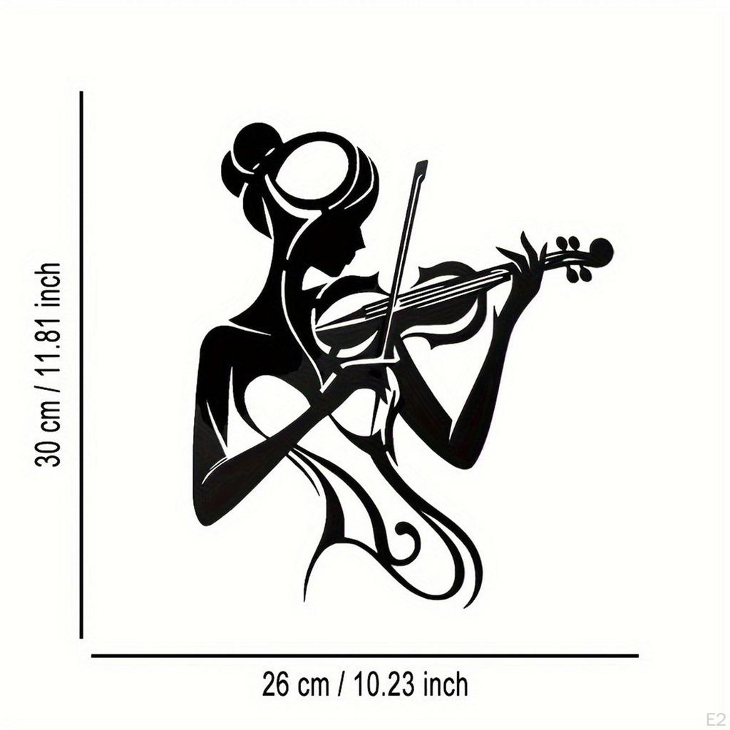 Violinist Female Silhouette Art Wall Hanging Handcrafted Decorative Elegant 10.2x11.8inch Sturdy for