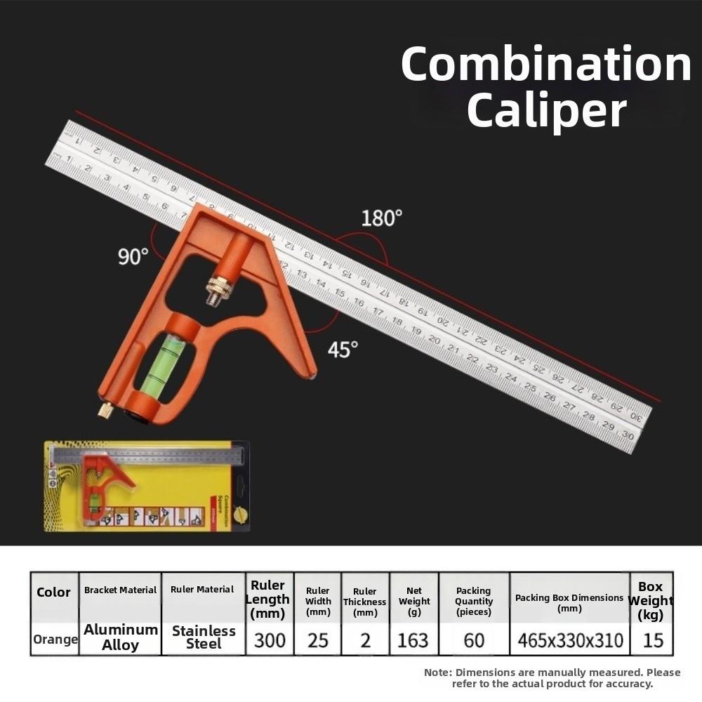 Spirit Level Adjustable Square Ruler 300mm Framing Square Ruler Professional Use