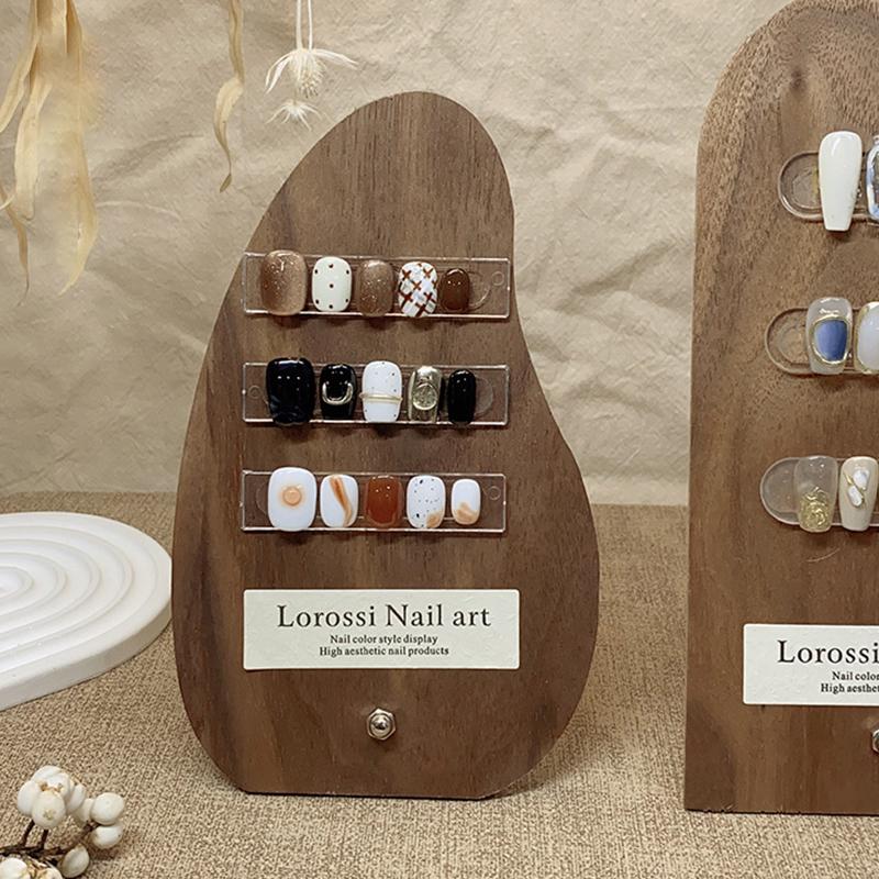 Ancient Style Nail Art Color Board Walnut Display Board Adornment Wear Nail Polish Glue Color Card Manicure Sample Display Rack