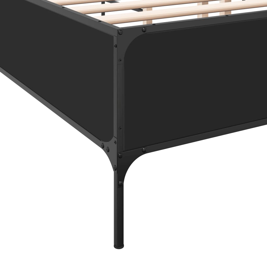 Bed Frame Black 150x200 cm Engineered Wood and Metal