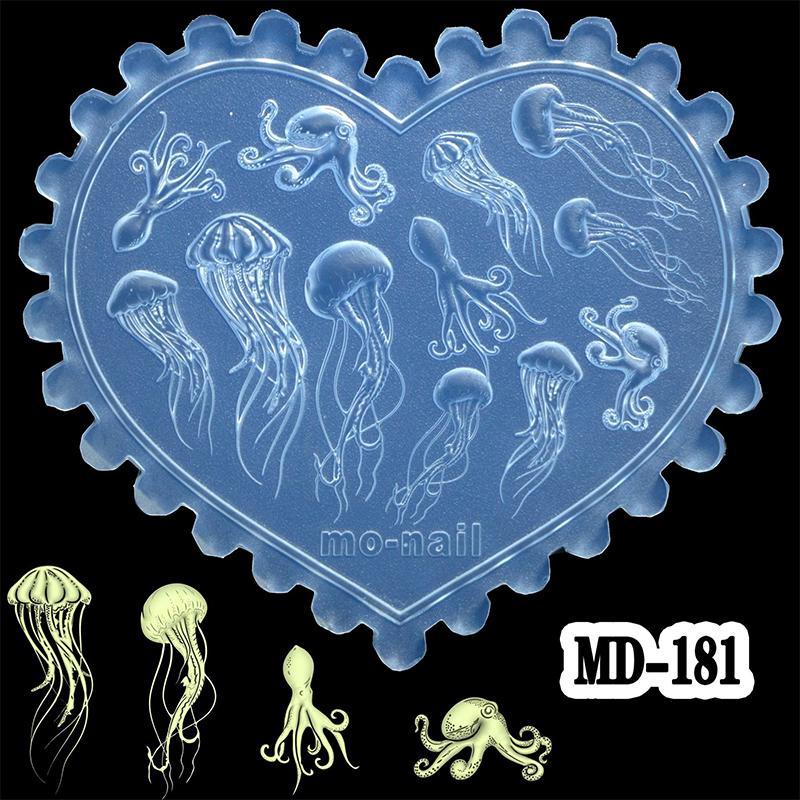 1Pc 3D Acrylic Nail Mold Tulip Sea Shell Jellyfish Goldfish Starfish Design DIY Silicone Manicure Nail Art Decorations