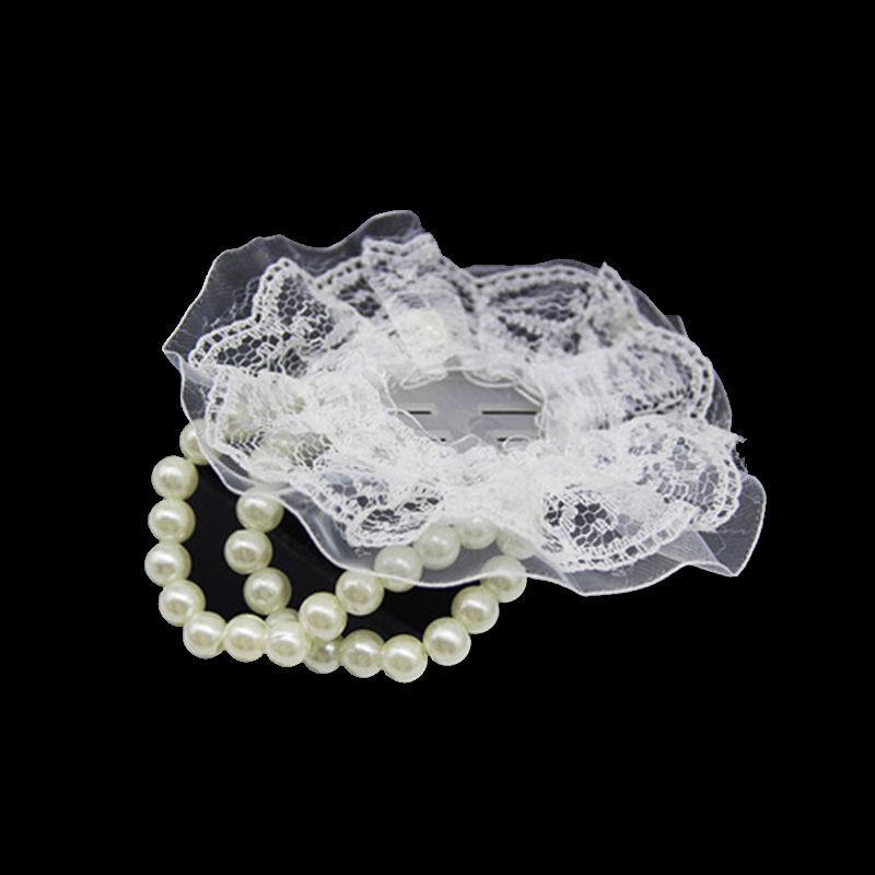 

Свадебный браслет-корсет на запястье из жемчужного кружева 1 White Lace Edge Wrist Corsage