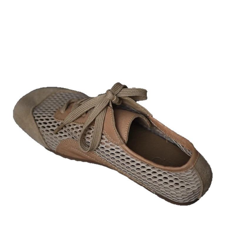 Cowhide version breathable mesh mesh casual shoes women's flat shoes new summer comfortable women
