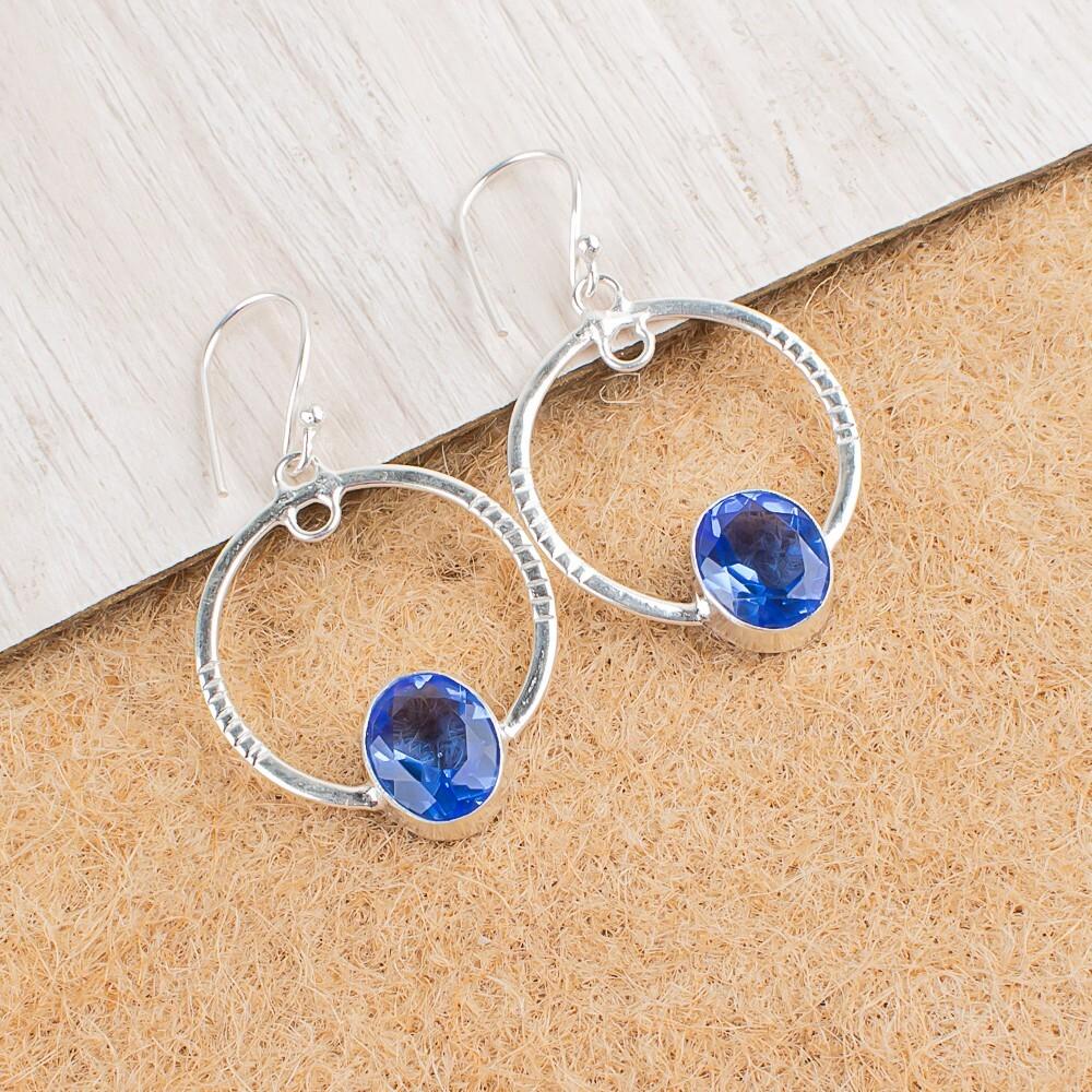 

Натуральный Танзанит Драгоценный Камень 925 Стерлинговое Серебро Ювелирные Изделия Ручной Работы Серьги 1.37 EE-67-4