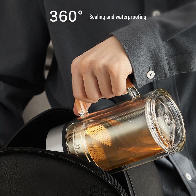 Double-Layer Glass Tea Infuser Mug with Handle