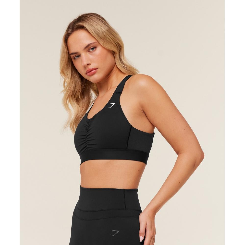 Gymshark High Support Ruched Sports Bra Gs Black B5c4q Bb2j