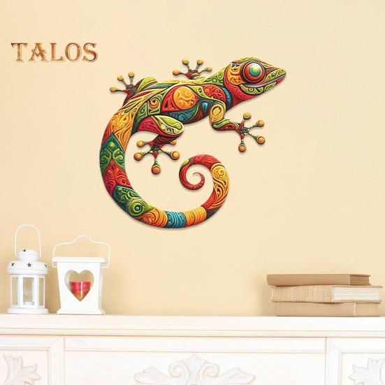 Wall Art Gecko Decoration Metal Lizard Wall Decoration Colorful Wall Mounted Gecko for Garden Fence Home Farmhouse Decor