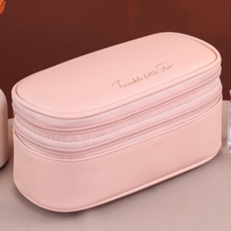 

1pcs Double-Layer Cosmetic Bag Large Capacity Portable Travel Waterproof Makeup Organizer Pouch for Cosmetics & Toiletries рожевий