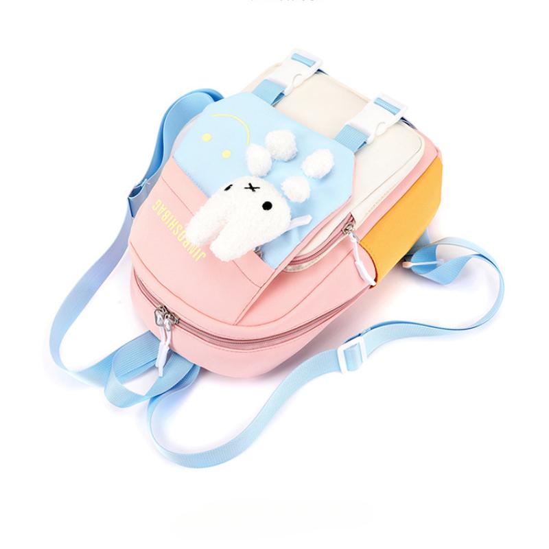 New Fashion Color Matching Children School Bags Cute Cartoon Casual Nylon Girl Baby Backpack Lightweight Reduce Burden Kindergarten Book Bag