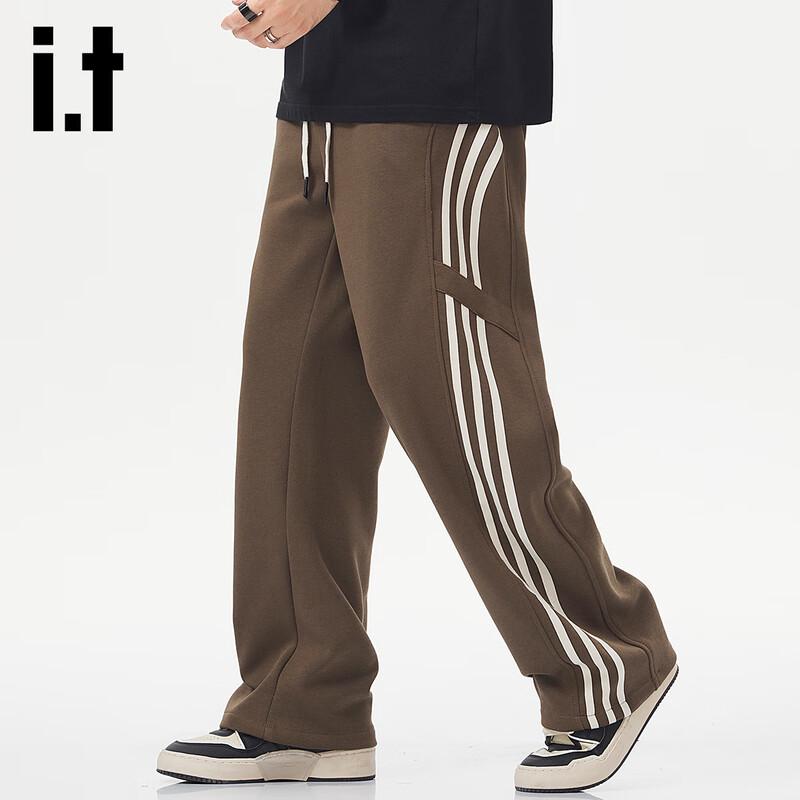 izzue it Men's American Style Striped Straight Leg Sweatpants
