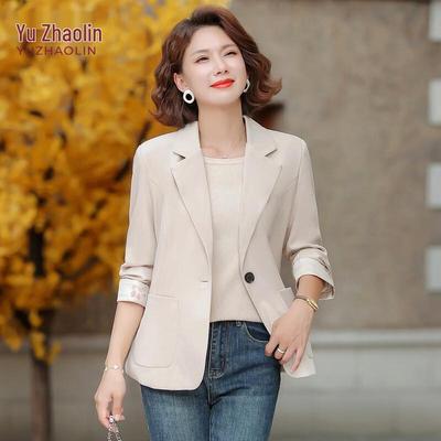 YUZHAOLIN Mid-Aged Women's Spring Autumn Short Blazer Jacket