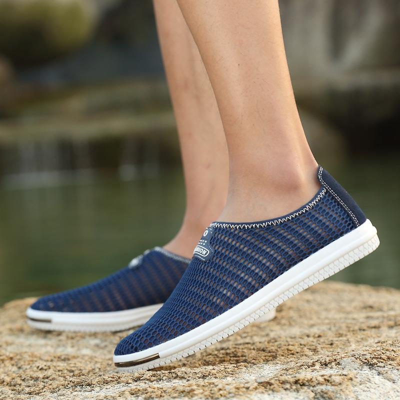 2025 mesh shoes men's summer shoes breathable men's shoes lazy shoes mesh cloth surface men's casual sports running shoes hole shoes