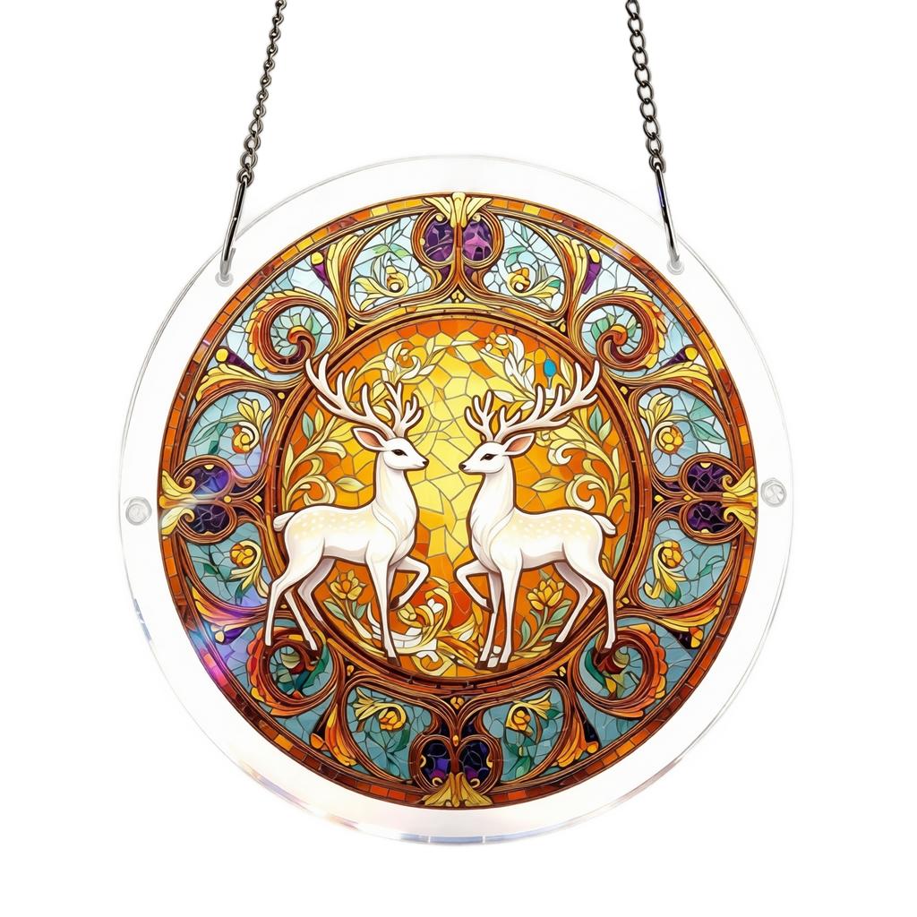Acrylic Puzzle Suncatcher 83 Pieces 2D Round Shape Decorative Hanging Window Ornament Suitable for Indoor Outdoor Use