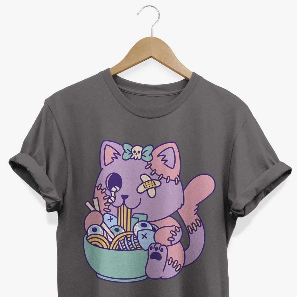Creepy Ramen Cat T-Shirt | Pastel Goth Graphic Tee