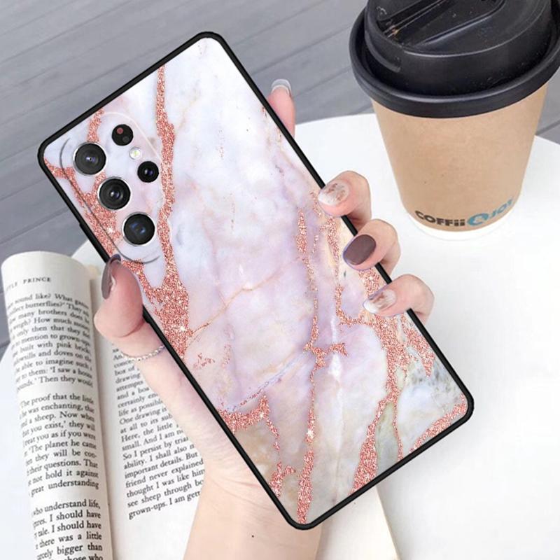 Pink Gold Marble Art Phone Case Cover For Samsung Galaxy S24 S25 Ultra S21 S22 Ultra S10E Note 10 Plus Note 20 FE S23