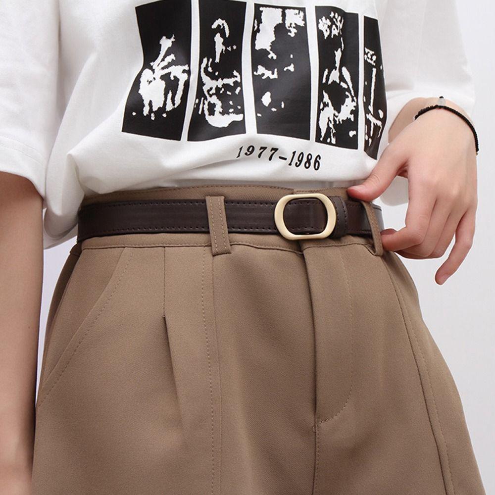 Casual Leather Belt Versatile Trouser Dress Belts Chic Non-Porous Buckle Waistband