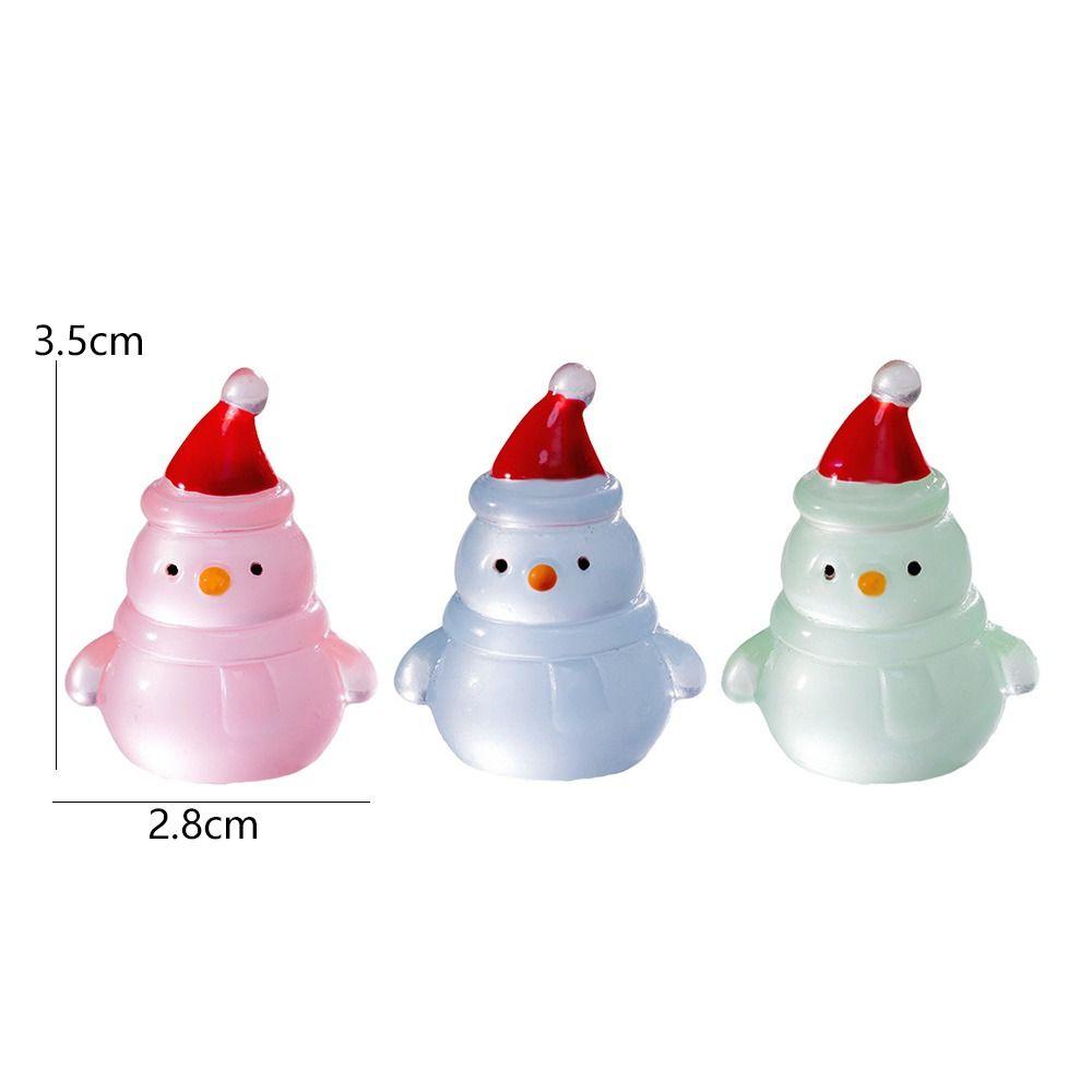 10pcs Glowing in Dark Christmas Snowman Statue Merry Christmas Decoration  Car Accessories