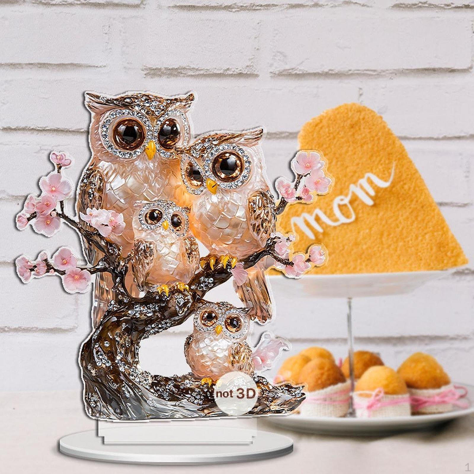 

2D Сова Акриловая Декоративная Табличка Художественное Ремесло Уникальная с Базовым Украшением Стола для Каминного Офиса Style B