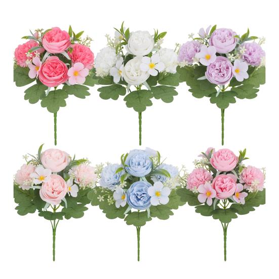 Simulated Ball Blossom Artificial Flowers Fake Chrysanthemum Rose Bouquet Florals Arrangements Realistic Faux Chrysanthemum Flowers for Home