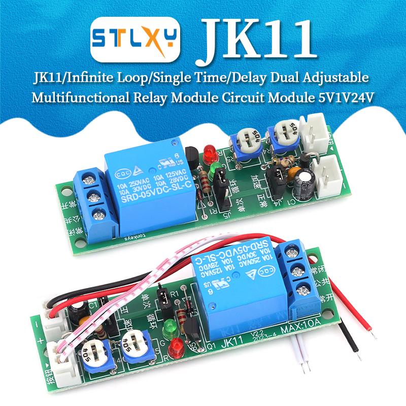 1pcs JK11 Adjustable Cycle Timer Delay On / Off Relay DC 5V 12V 24V 0‑24Hour Time Delay Relay Module Electronic Component