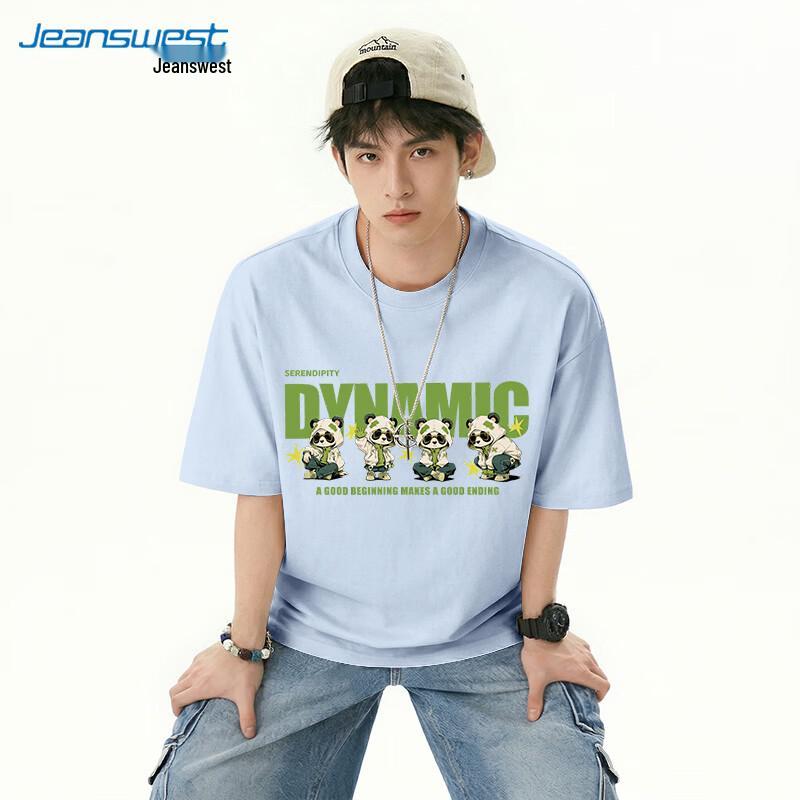 Jeanswest Men s Hip-Hop Panda Print Short Sleeve T-Shirt M