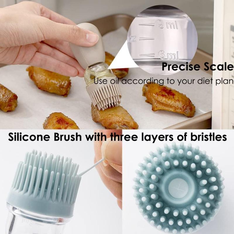 Measurable Seasoning Container Oil Bottle Kitchen Silicone Quantitative Outdoor with Brush Barbecue Spray Bottle Cooking Tools
