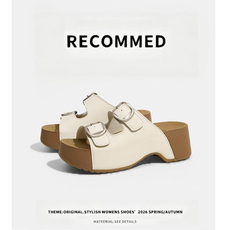 New platform slippers women s summer fashion buckle outdoor beach platform sandals 35/36 белый