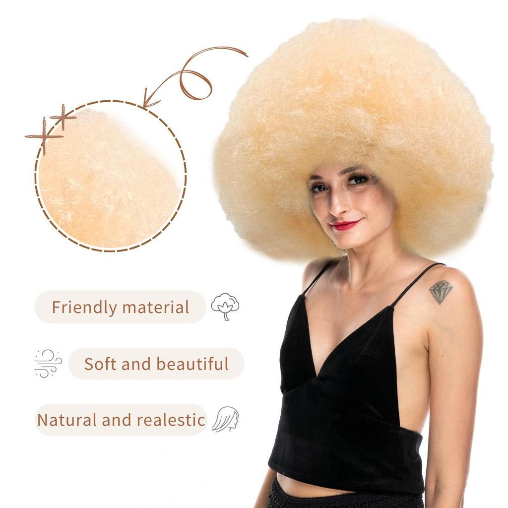 70's Afro Curly Synthetic Wigs for Women Large Bouncy and Soft Natural Looking for Daily Party Cosplay Costume Halloweeen