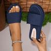 Fashion Blue Denim Chunky Platform Slippers for Women Summer Fashion Flat High Heels Sandals Women Casual Thick Sole Outdoor Slippers