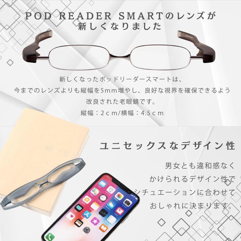 Reading Glasses Pod Reader Blue Thin Senior Glasses Warranty Case Included Compact Stylish Glasses for Men and Women [PrePiar] 3.0 3-Month