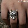 1PC Men's Vintage Stainless Steel Skull Ring Punk Jewelry Adjustable Size Ghost Mask Ring Gifts for Him