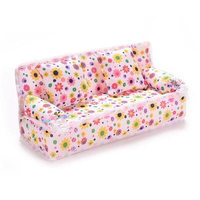 3 Pcs/set Sofa Couch 2 Cushions For  Kids Dollhouse Furniture Printing