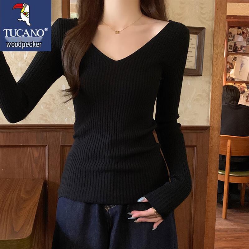 Tucano Women's V-Neck Ribbed Long Sleeve Sweater