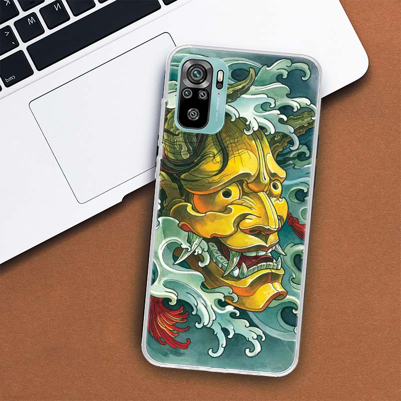 Japanese Oni Hannya Demon Mask Phone Case For Xiaomi Redmi Note 10 9 8 11 Pro 10S 11T 11S 9S 8T 7 6 5 9A 9C 9T 8A 7A Print Cover