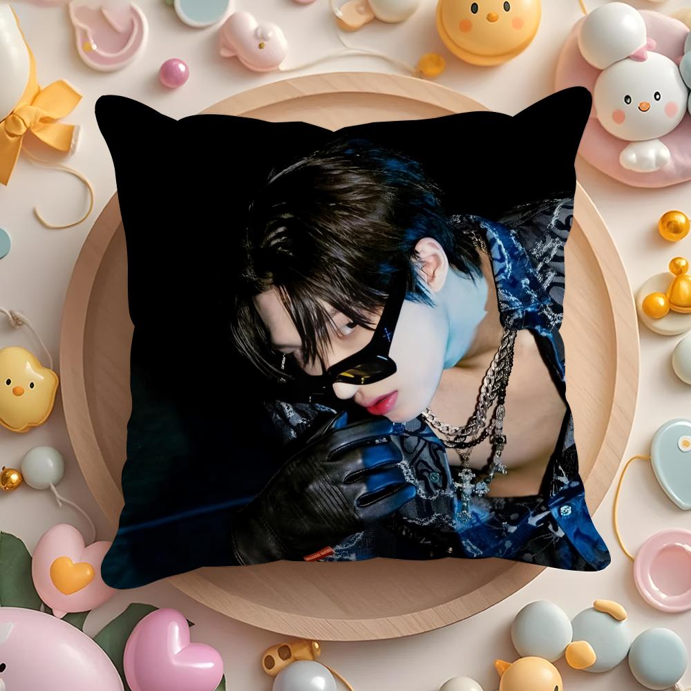 MMingi AAteez Idol Cushion Cover Plush Fabric Soft DoubleSided Printed Sofa Warm Winter Home Gift Pillow Cover