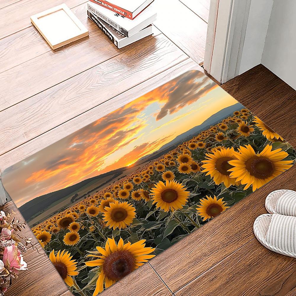 Vintage Flowers Print  Doormats Non-Slip Washable Bathroom Rugs Creative Bath Rug For Bedroom Living Room Entryway Decor