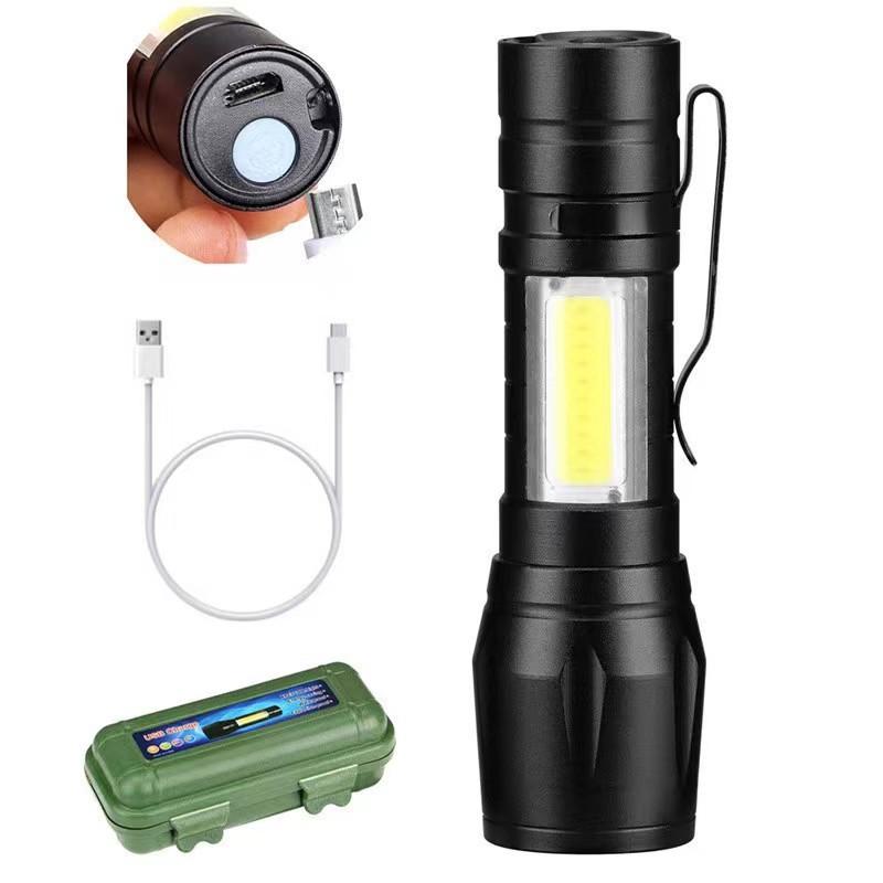 Cross Border Hot Selling 511 Telescopic Zoom Mini Flashlight XPE+COB Dual Light Source Aluminum Alloy Strong Light Flashlight In Stock