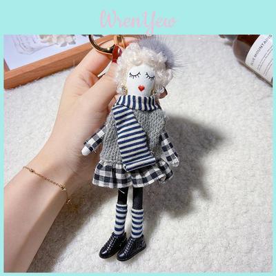 Cute Women Doll Keychain Sweater Dress Bag Pendant Gift Korean Style Durable Cotton Material
