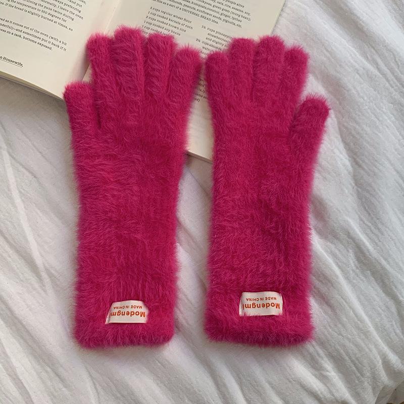 2024 Women's Winter Knit Fingerless Touchscreen Cycling Gloves – Korean Style