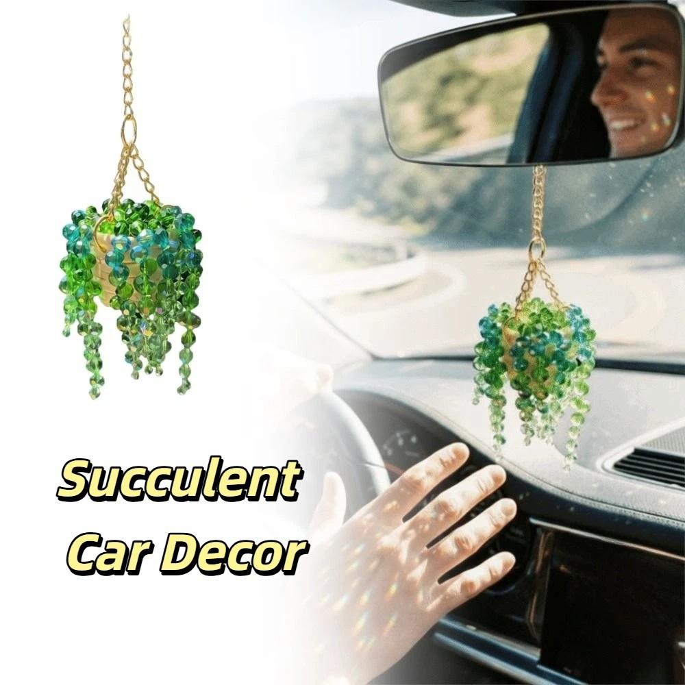 Amuleto de Coche de Suculenta Multibeaded Colgante de Coche Besado por el Sol Accesorio de Coche Amuleto de Coche con Cuentas Interior del Coche