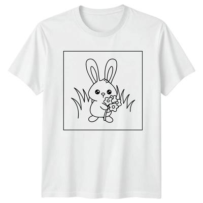 Süßes Häschen mit Blumen Tier Herren T-Shirt Damen T-Shirt Grafik