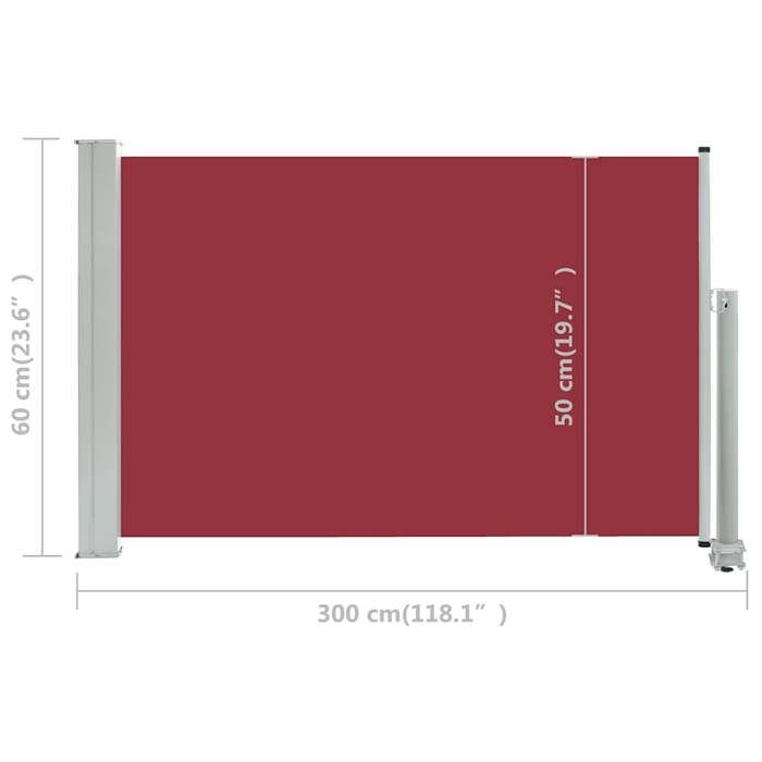 VidaXL Retractable Patio Side Awning 60x300 Cm Red