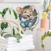 Cartoon Mouse Brushing Teeth Wall Sticker Self-Adhesive Removable Waterproof for Bathroom Kids Room Home Decor Art