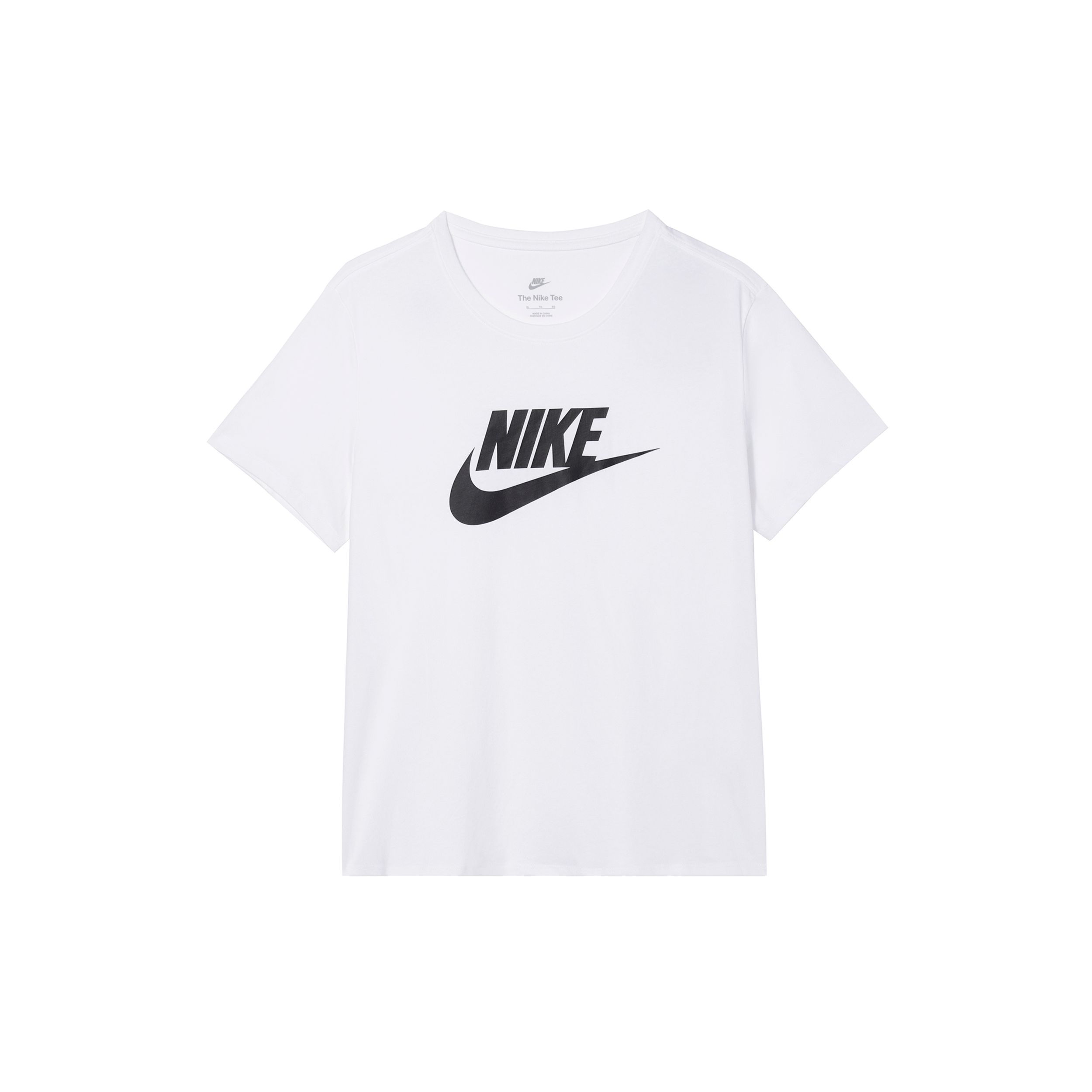 

Nike Спортивная одежда Essentials с принтом логотипа, круглым вырезом, дышащая, с коротким рукавом, винтажная футболка, женские топы, белый цвет DX7907-100 S