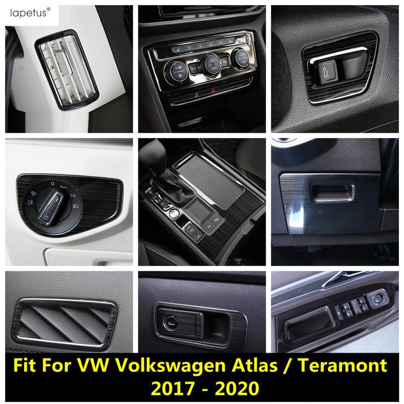Gear Panel Strip AC Air Window Lift Cover Trim Stainless Steel Accessories Interior For VW Volkswagen Atlas / Teramont 2017-