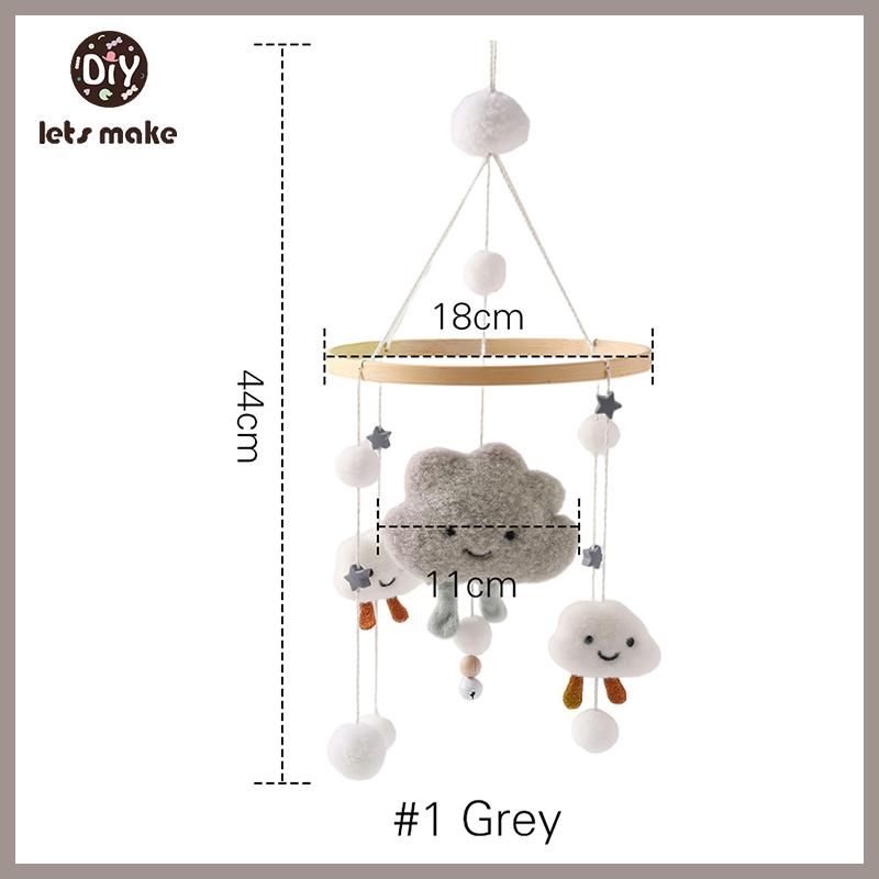 Let's Make Wooden Baby Rattles Soft Felt Cartoon Bear Cloudy Star Moon Hanging Bed Bell Mobile Crib Montessori Education