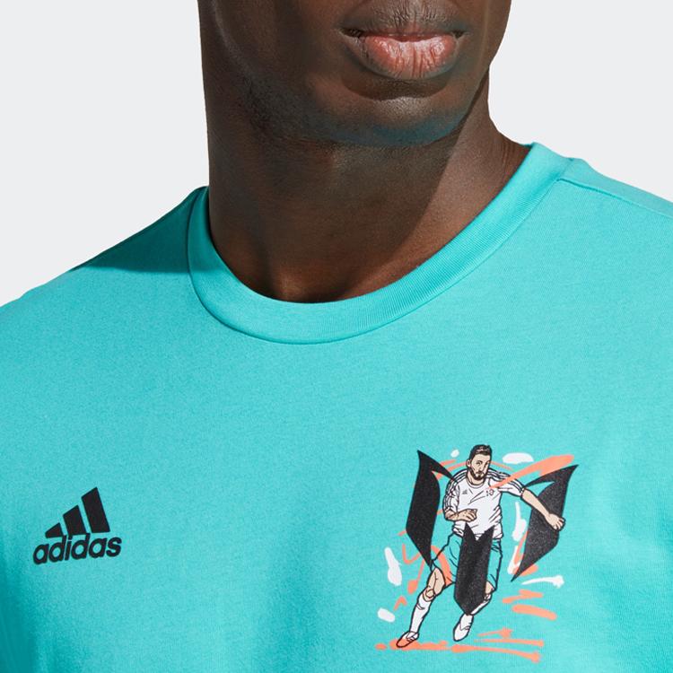 Adidas Messi Icon Graphic Tee Men Tops Light-Mint-Green HY8704