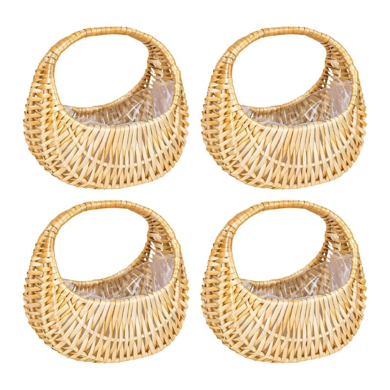 Handwoven Willow Small Basket Portable Carry Handle For Indoor Outdoor Use