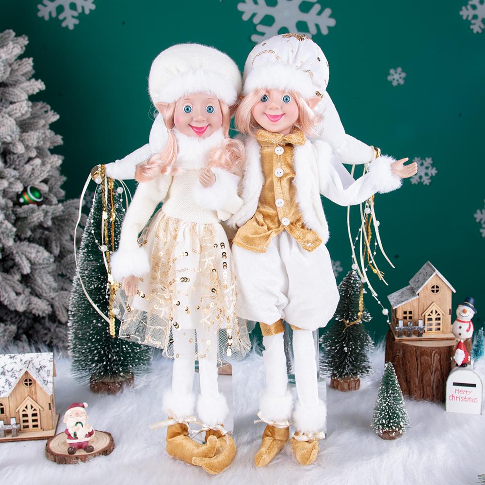 White & Gold Dreamy Christmas Elf Doll Set