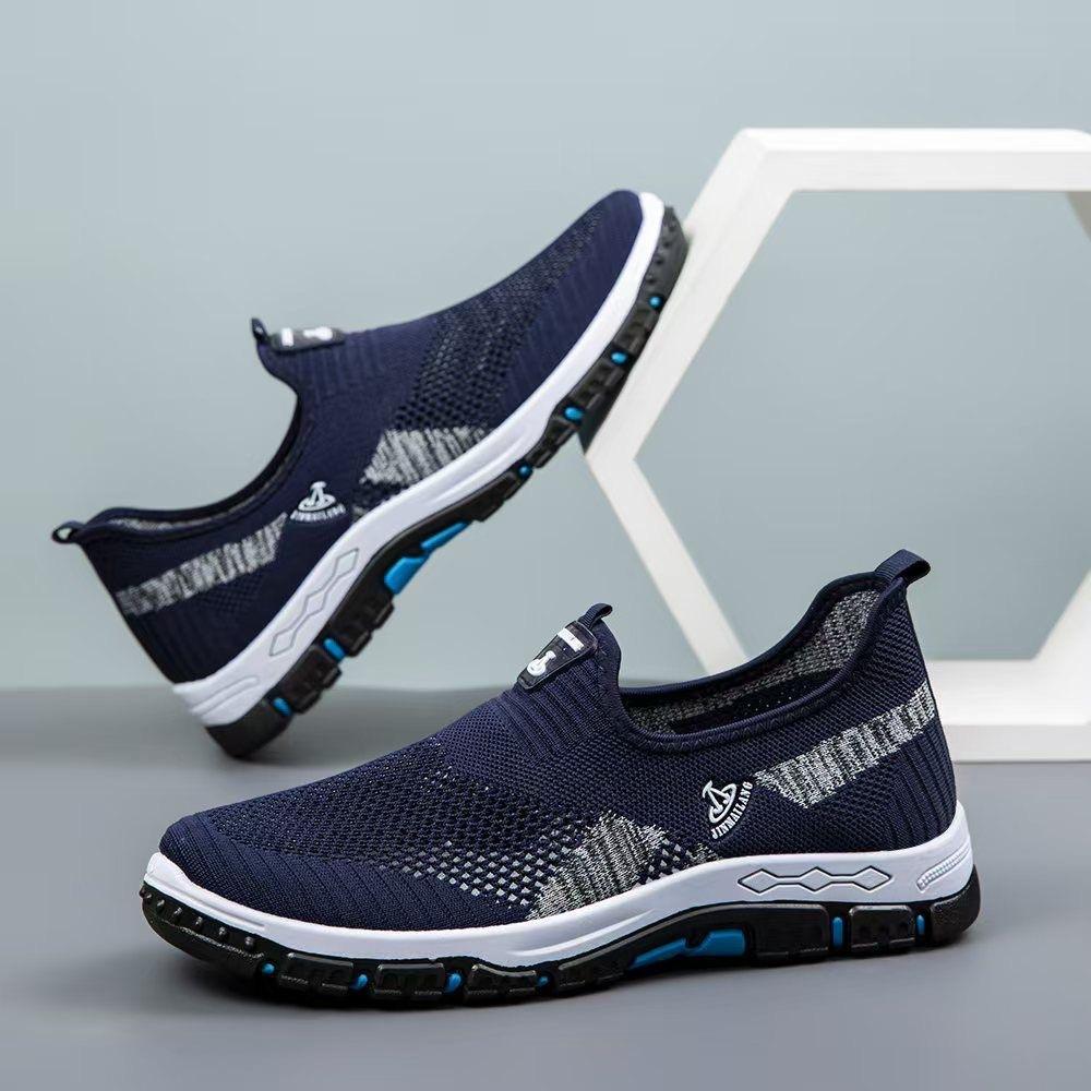 

New 2025 summer breathable mesh shoes one-pedal sports soft-soled men s mesh shoes flat-soled wear-resistant casual shoes 44 синий